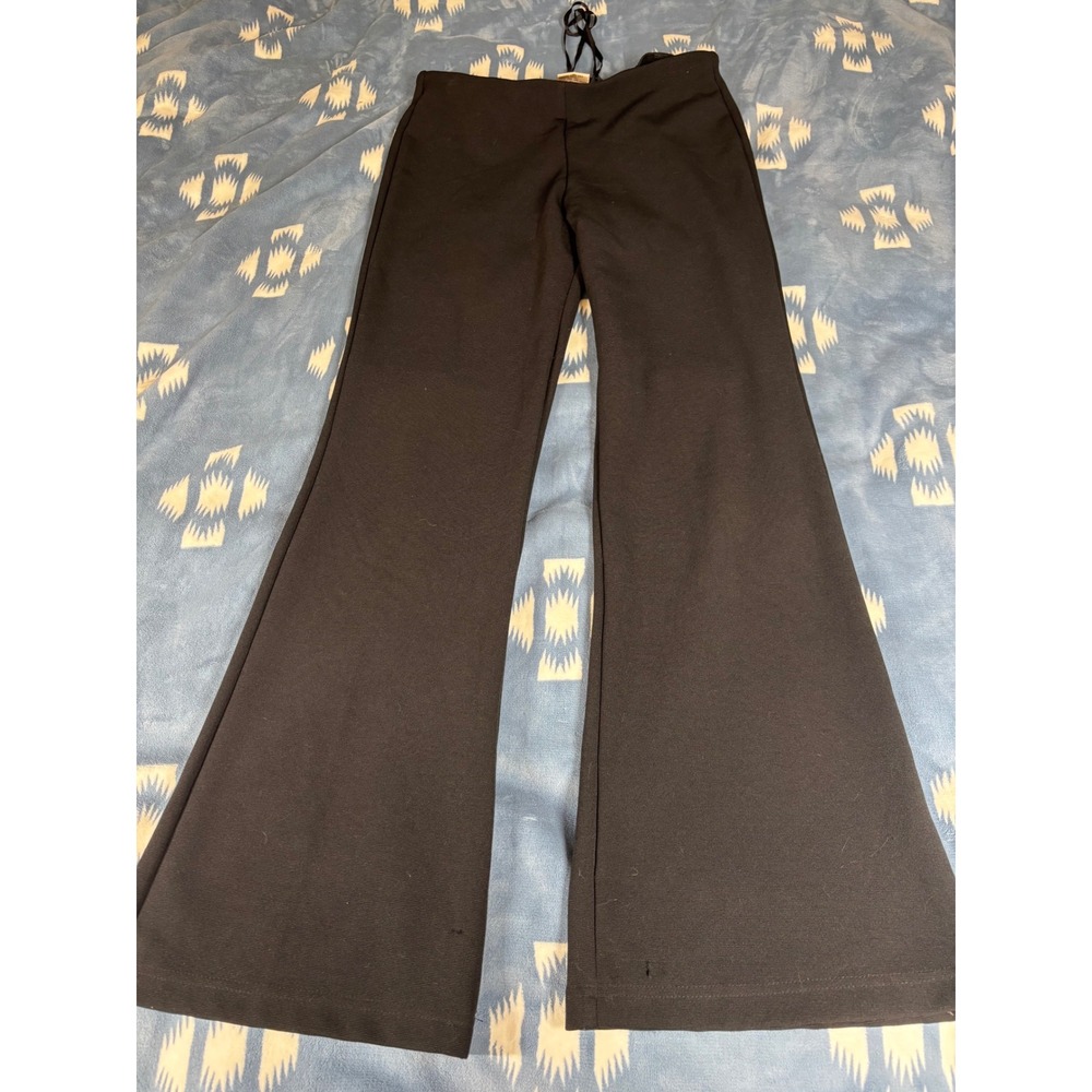 Indications Womens Black Flare Wide Leg Pants High Rise Stretch Size M